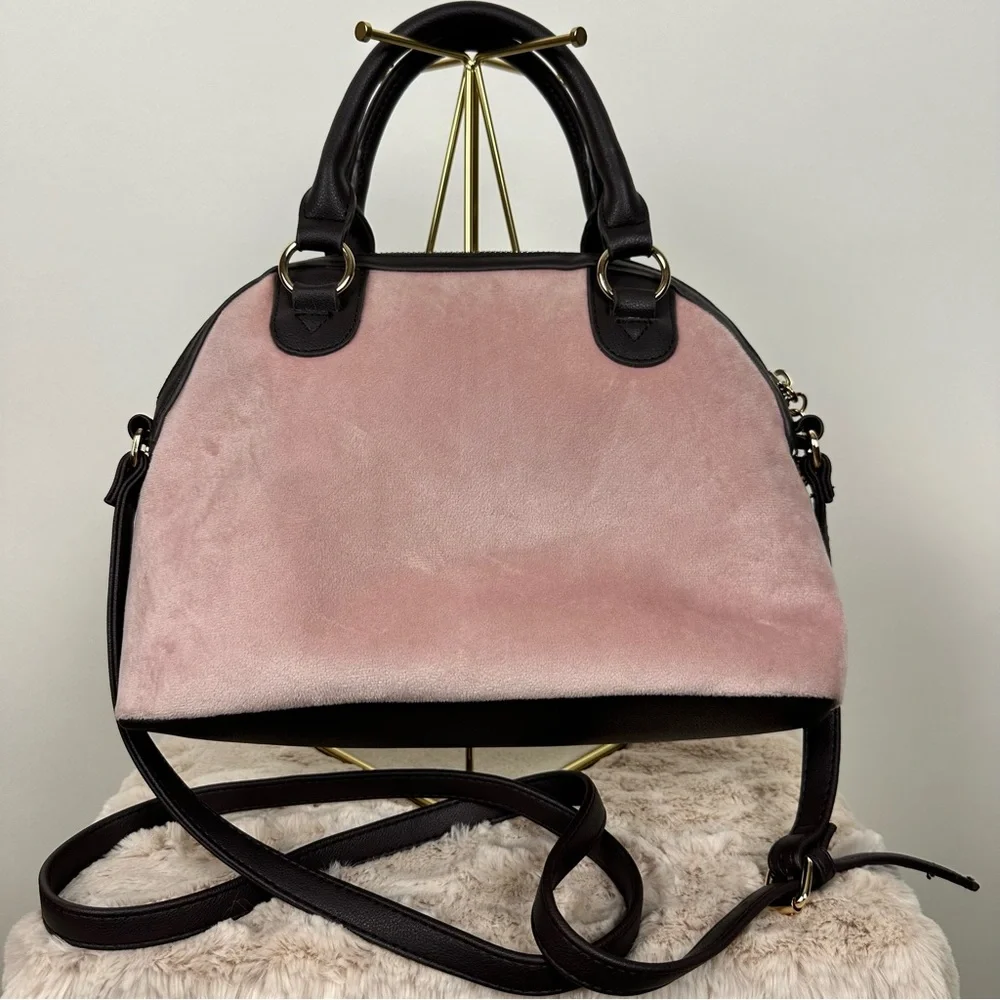 JUICY COUTURE Vintage Heritage White Heart Velour Satchel - Picture 2 of 13